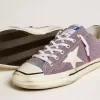 Herren-Sneaker V-Star LAB aus lila Leder und Glitzer mit weißem Stern und silberner Glitzerzunge Herren-Sneaker V-Star LAB aus lila Leder und Glitzer mit weißem Stern und silberner Glitzerzunge