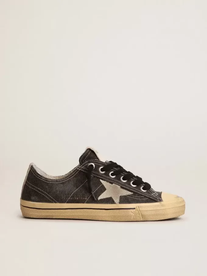 Herren-Sneaker V-Star LTD aus schwarzem Canvas mit eisgrauem Stern und Ferse