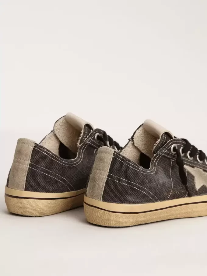 Herren-Sneaker V-Star LTD aus schwarzem Canvas mit eisgrauem Stern und Ferse