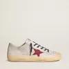 Herren-Sneaker V-Star LTD aus silbermetallischem Wildleder mit rotem Wildlederstern Herren-Sneaker V-Star LTD aus silbermetallischem Wildleder mit rotem Wildlederstern