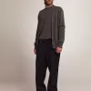 Herren-Strickjacke aus melierter grauer Baumwolle mit Logo auf der Rückseite