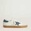 Herren-Super-Star aus Leder mit petrolblauem Wildlederstern und Fersenlasche Herren-Super-Star aus Leder mit petrolblauem Wildlederstern und Fersenlasche