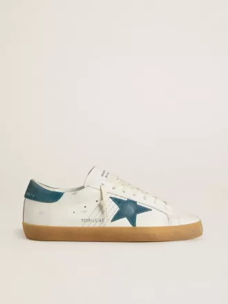 Herren-Super-Star aus Leder mit petrolblauem Wildlederstern und Fersenlasche