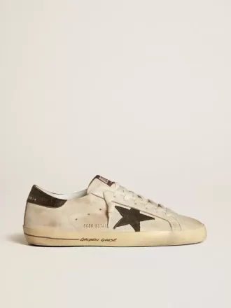 Herren-Super-Star aus Leder mit schwarzem Denim-Stern und schwarzer Leder-Fersenlasche