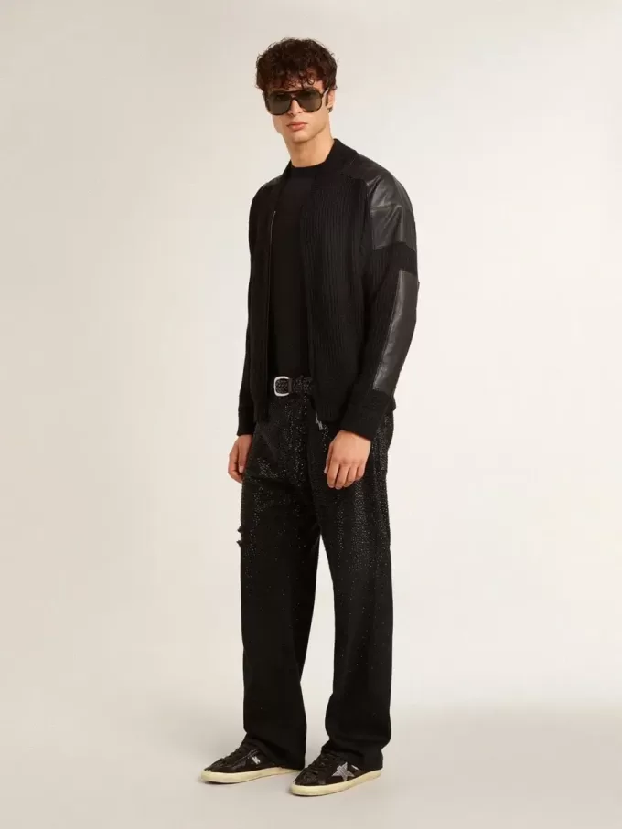 Herren-Super-Star aus Wildleder und Swarovski-Kristallen mit silbernem Stern