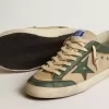 Herren-Super-Star LTD aus cremefarbenem Mesh und grünem Nappaleder mit Nappa-Stern