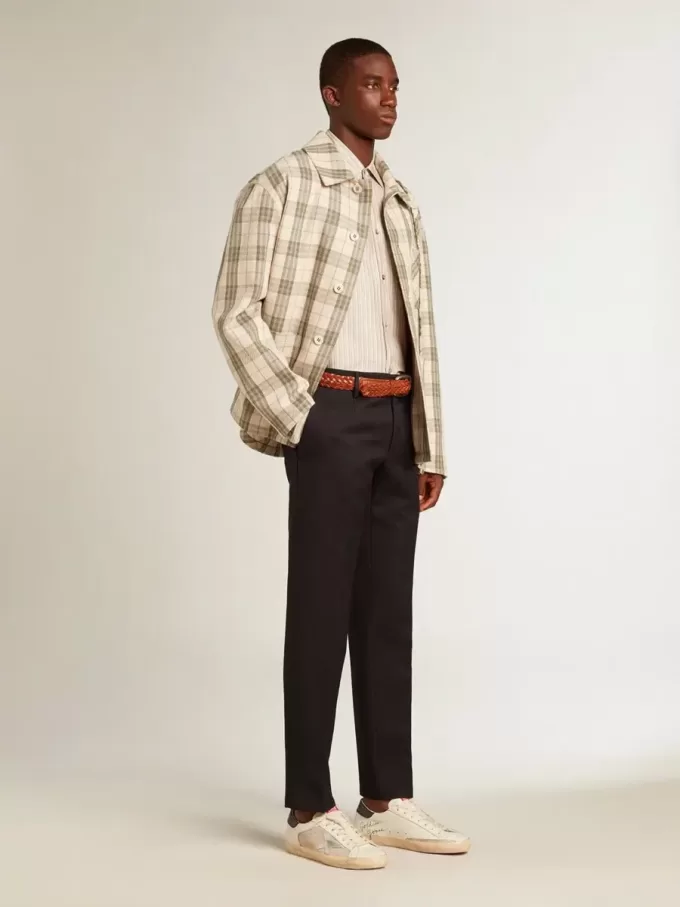 Herren-Super-Star LTD aus Mesh und Leder mit silbernem Stern und blauer Fersenlasche Herren-Super-Star LTD aus Mesh und Leder mit silbernem Stern und blauer Fersenlasche