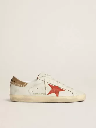 Herren-Super-Star LTD aus Nappaleder mit orangefarbenem Lederstern und tabakfarbenem Wildleder-Fersenlasche Herren-Super-Star LTD aus Nappaleder mit orangefarbenem Lederstern und tabakfarbenem Wildleder-Fersenlasche