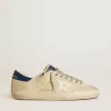 Herren-Super-Star LTD aus Nubukleder mit weißem Lederstern und blauer Fersenlasche Herren-Super-Star LTD aus Nubukleder mit weißem Lederstern und blauer Fersenlasche