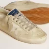 Herren-Super-Star LTD aus Nubukleder mit weißem Lederstern und blauer Fersenlasche Herren-Super-Star LTD aus Nubukleder mit weißem Lederstern und blauer Fersenlasche