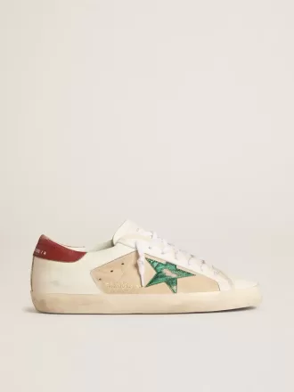 Herren-Super-Star LTD aus Wildleder mit grünem Metallic-Stern und roter Fersenlasche
