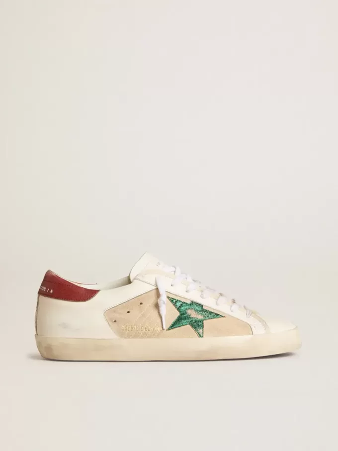 Herren-Super-Star LTD aus Wildleder mit grünem Metallic-Stern und roter Fersenlasche