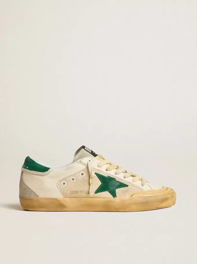 Herren-Super-Star Penstar aus Nappa und Nylon mit grünem Wildlederstern und Fersenlasche