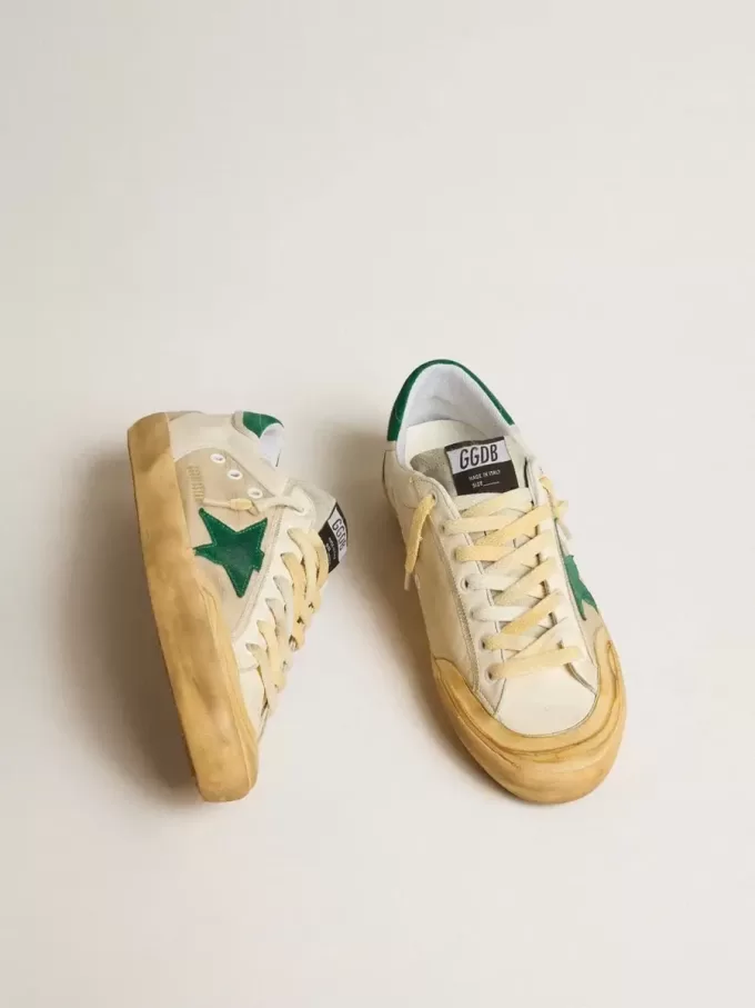 Herren-Super-Star Penstar aus Nappa und Nylon mit grünem Wildlederstern und Fersenlasche