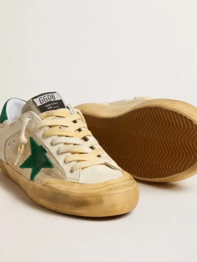 Herren-Super-Star Penstar aus Nappa und Nylon mit grünem Wildlederstern und Fersenlasche