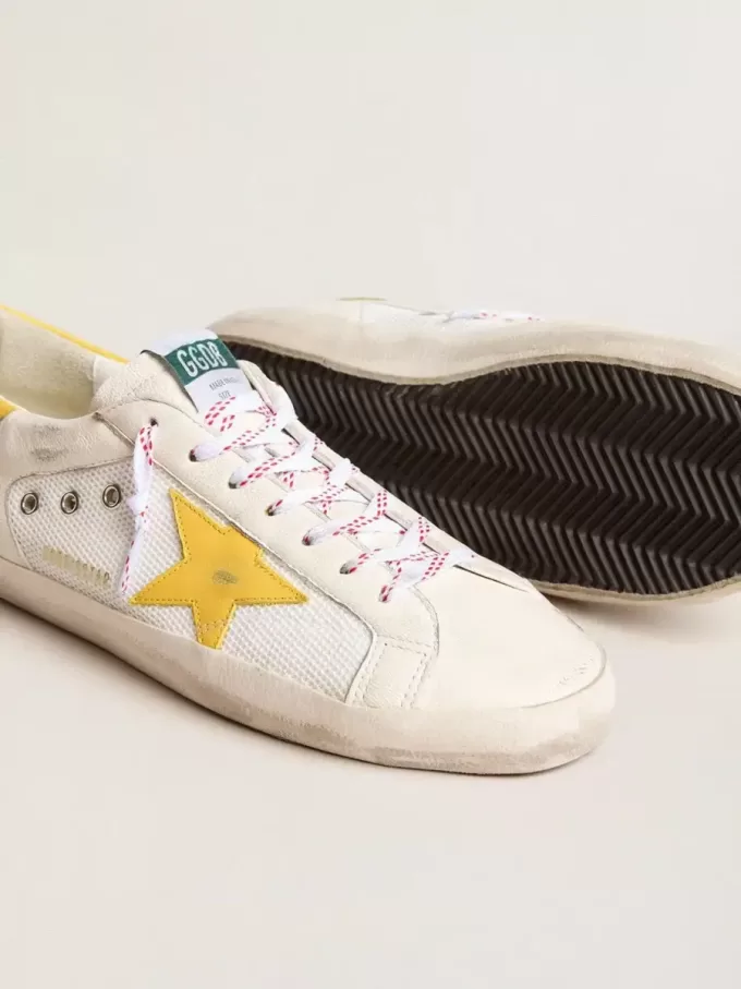 Herren-Superstar aus Mesh und Nappaleder mit gelbem Lederstern und Fersenlasche