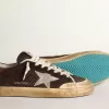 Herren-Superstar Penstar aus braunem Wildleder mit Platinstern