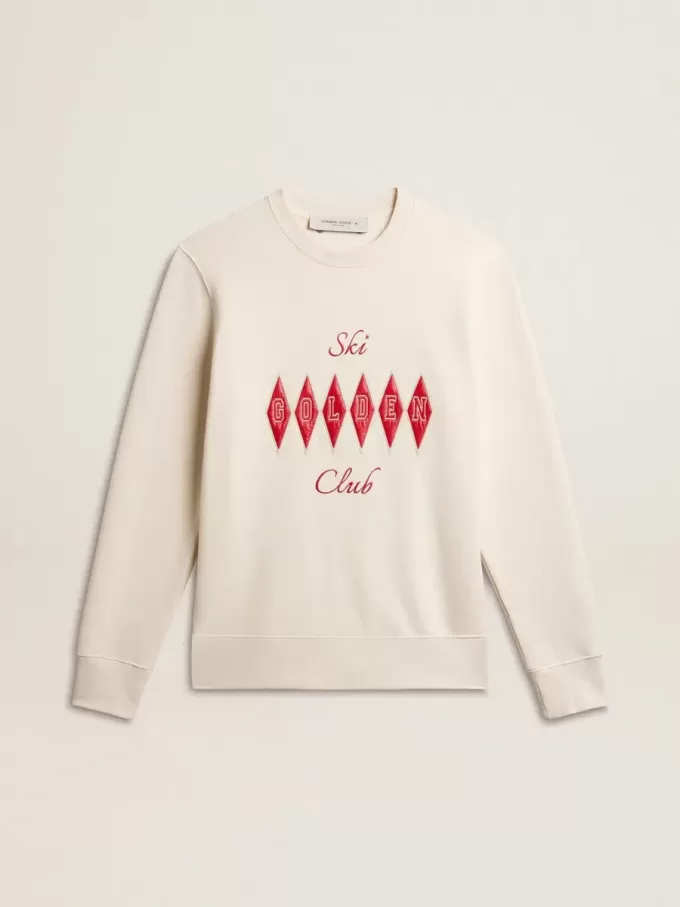 Herren-Sweatshirt aus Baumwolle mit Rundhalsausschnitt und gesticktem Schriftzug