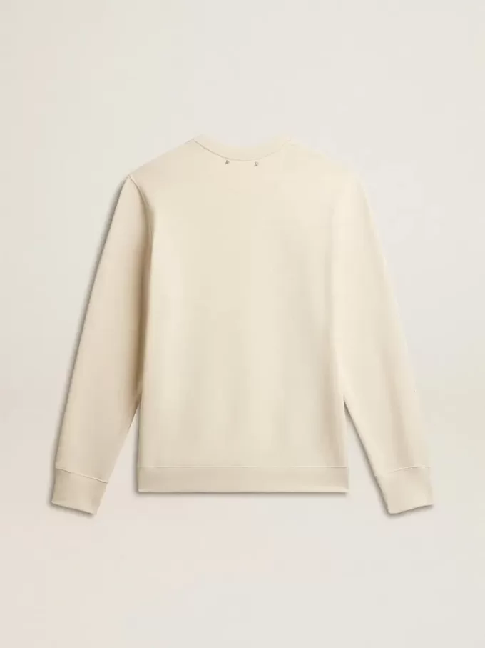 Herren-Sweatshirt aus Baumwolle mit Rundhalsausschnitt und gesticktem Schriftzug