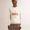 Herren-Sweatshirt aus Baumwolle mit Rundhalsausschnitt und gesticktem Schriftzug