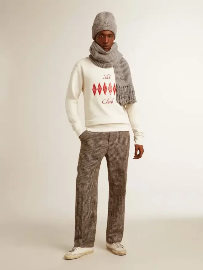 Herren-Sweatshirt aus Baumwolle mit Rundhalsausschnitt und gesticktem Schriftzug