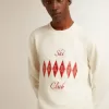 Herren-Sweatshirt aus Baumwolle mit Rundhalsausschnitt und gesticktem Schriftzug