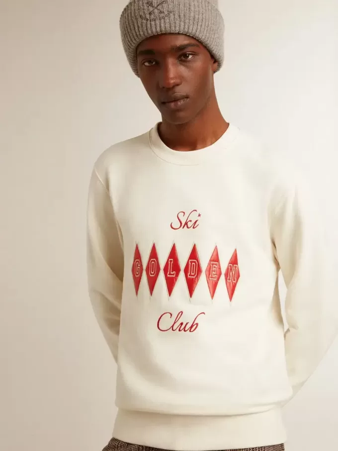 Herren-Sweatshirt aus Baumwolle mit Rundhalsausschnitt und gesticktem Schriftzug