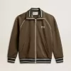 Herren-Sweatshirt in Militärgrün mit Reißverschluss und weißem Logo Herren-Sweatshirt in Militärgrün mit Reißverschluss und weißem Logo