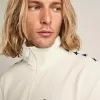 Herren-Sweatshirt in Papyrusweiß mit Reißverschluss und schwarzen Sternen Herren-Sweatshirt in Papyrusweiß mit Reißverschluss und schwarzen Sternen