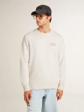 Herren-Sweatshirt in Used-Weiß mit Print