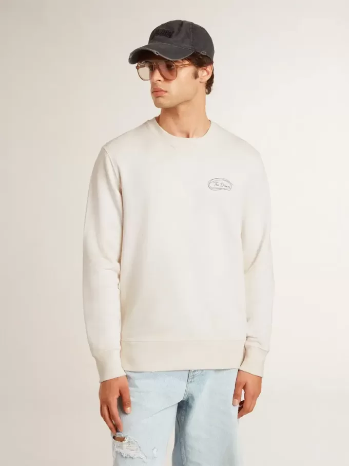 Herren-Sweatshirt in Used-Weiß mit Print