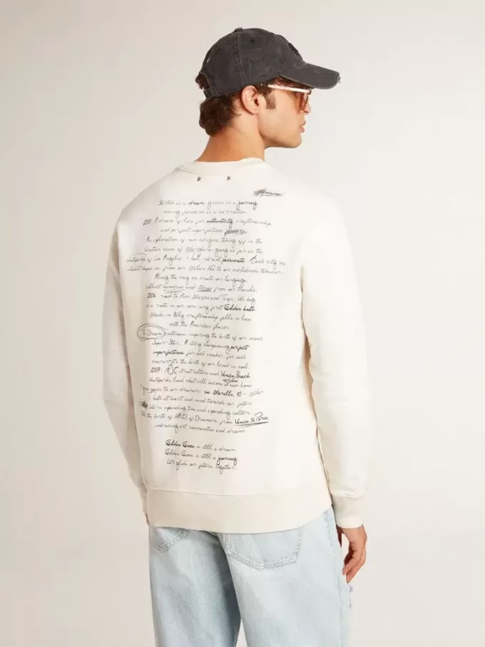 Herren-Sweatshirt in Used-Weiß mit Print