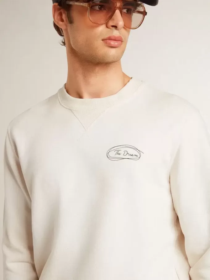 Herren-Sweatshirt in Used-Weiß mit Print