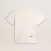 Herren-T-Shirt aus altweißer Baumwolle mit Print und Stickerei Herren-T-Shirt aus altweißer Baumwolle mit Print und Stickerei