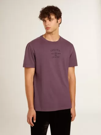 Herren-T-Shirt aus Baumwolle in abgenutztem Lila mit Logo-Print
