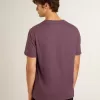Herren-T-Shirt aus Baumwolle in abgenutztem Lila mit Logo-Print