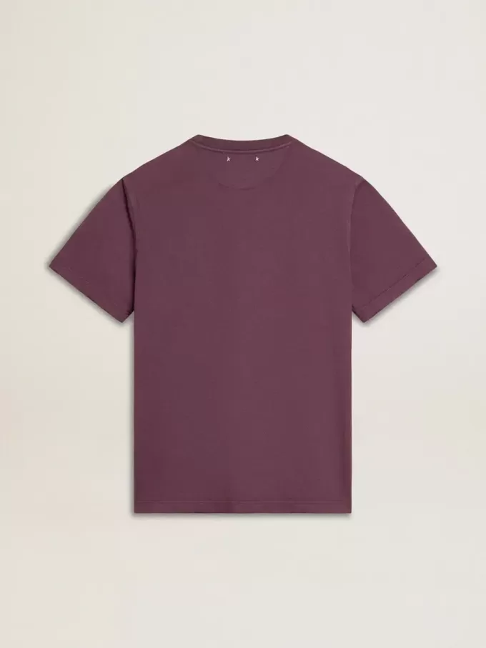 Herren-T-Shirt aus Baumwolle in abgenutztem Lila mit Logo-Print