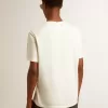 Herren-T-Shirt aus Baumwolle in Altweiß mit Aufdruck auf der Brust Herren-T-Shirt aus Baumwolle in Altweiß mit Aufdruck auf der Brust
