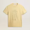 Herren-T-Shirt aus Baumwolle in Hellgelb mit verblasstem Schriftzug Herren-T-Shirt aus Baumwolle in Hellgelb mit verblasstem Schriftzug