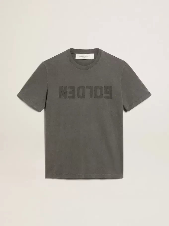 Herren-T-Shirt in Anthrazitgrau mit Distressed-Effekt