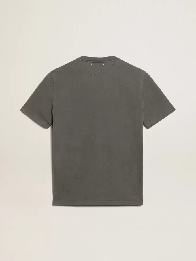 Herren-T-Shirt in Anthrazitgrau mit Distressed-Effekt