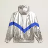 Herren-Windjacke aus silbernem Funktionsmaterial Herren-Windjacke aus silbernem Funktionsmaterial