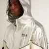 Herren-Windjacke aus silbernem und schwarzem Funktionsstoff