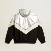 Herren-Windjacke aus silbernem und schwarzem Funktionsstoff