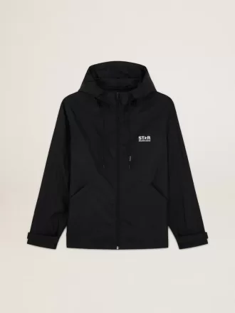 Herren-Windjacke mit kontrastierendem weißem Logo und Stern