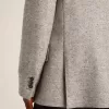 Herren-Zweireiherjacke aus grauer Seide und Chevron-Wolle