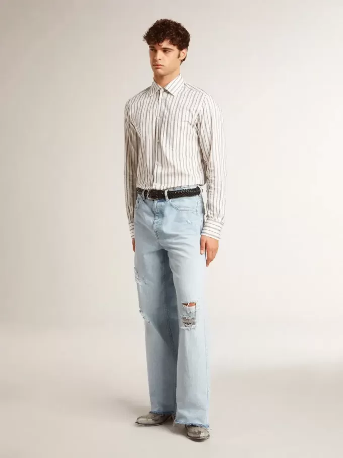Herrenhose aus Denim mit Used-Effekt Herrenhose aus Denim mit Used-Effekt