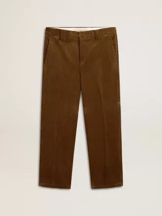 Herrenhose aus dunkelolivfarbenem Cord