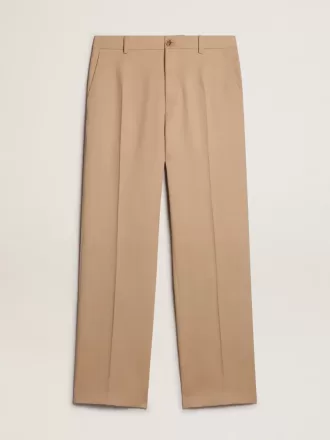 Herrenhose aus Wollgabardine in Sand
