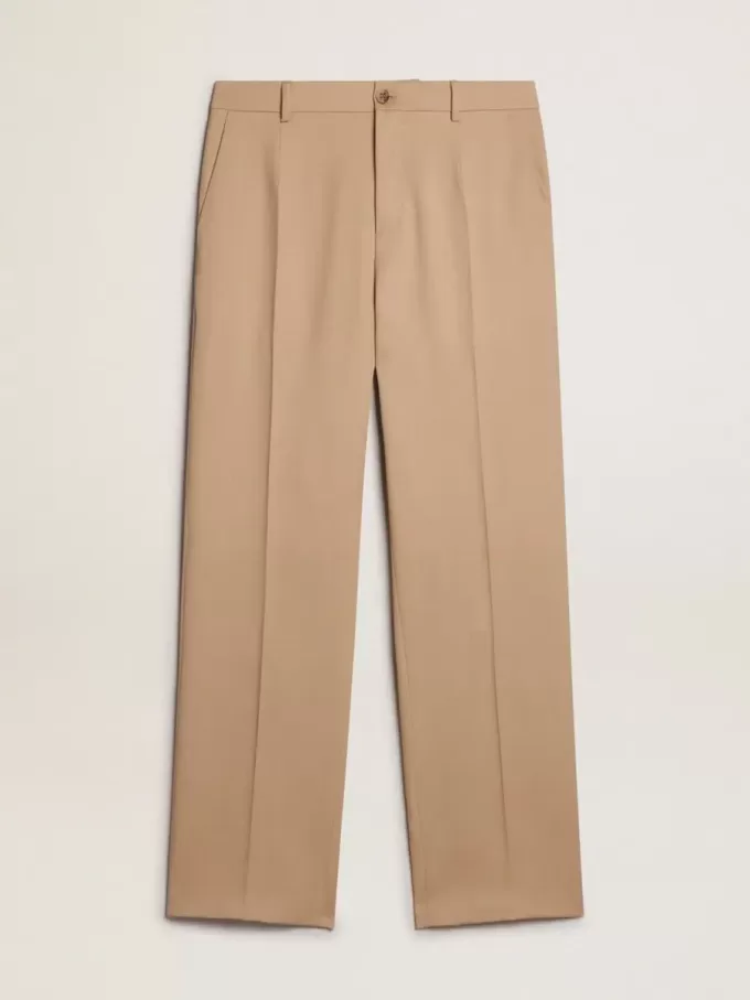 Herrenhose aus Wollgabardine in Sand